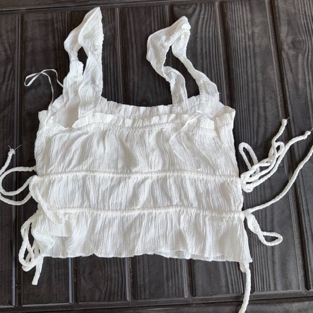 White Ruffled Crop Top - Picture 2 of 5